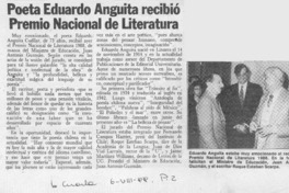 Poeta Eduardo Anguita recibió Premio Nacional de Literatura  [artículo].