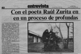 Con el poeta Raúl Zurita en Temuco, "estoy en un proceso de profundas transformaciones"  [artículo] Rosario Guzmán Errázuriz.