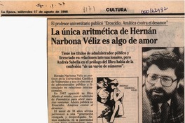 La Unica aritmética de Hernán Narbona Véliz es algo de amor  [artículo].
