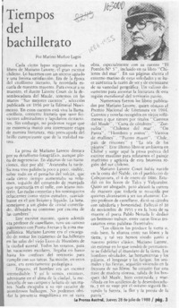 Tiempos del bachillerato  [artículo] Marino Muñoz Lagos.