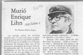 Murió Enrique Lihn  [artículo] Marino Muñoz Lagos.