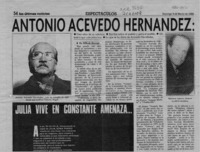 Antonio Acevedo Hernández, dramaturgo de Chile y América  [artículo] Wilfredo Mayorga.