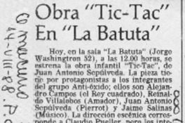Obra "Tic tac" en "La Batuta"  [artículo].