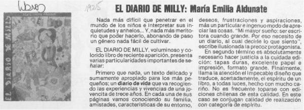El Diario de Milly, María Emilia Aldunate