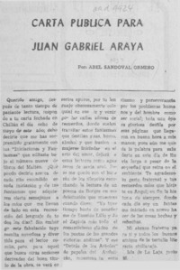 Carta pública para Juan Gabriel Araya