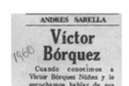 Víctor Bórquez  [artículo] Andrés Sabella.