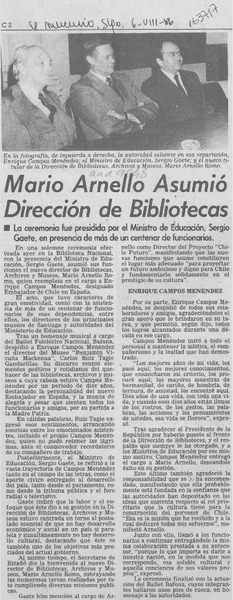 Mario Arnello asumió Dirección de Bibliotecas