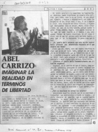 Abel Carrizo, imaginar la realidad en términos de libertad  [artículo] Jaime San Martín.