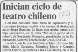 Inician ciclo de teatro chileno  [artículo].