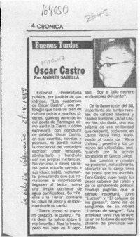 Oscar Castro  [artículo] Andrés Sabella.
