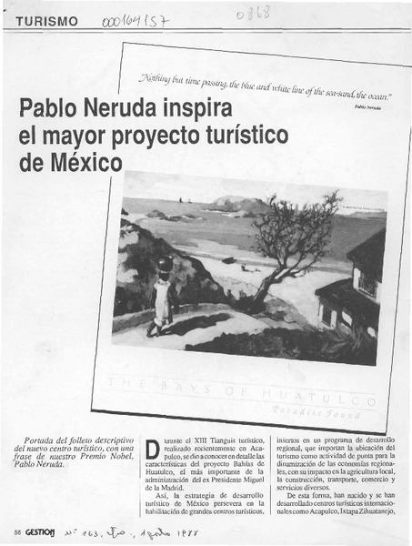 Pablo Neruda inspira el mayor proyecto turístico de México  [artículo].