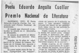 Poeta Eduardo Anguita Cuéllar Premio Nacional de Literatura  [artículo].