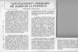 "Apuntaciones", poemario de Darío de la Fuente D.  [artículo] Miguel Angel Díaz.