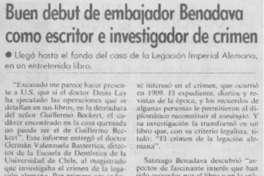 Buen debut de embajador Benadava como escritor e investigador de crimen
