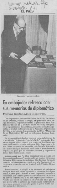 Ex embajador refresca con sus memorias de diplomático