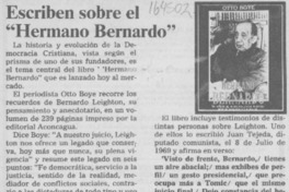 Escriben sobre el "Hermano Bernardo"