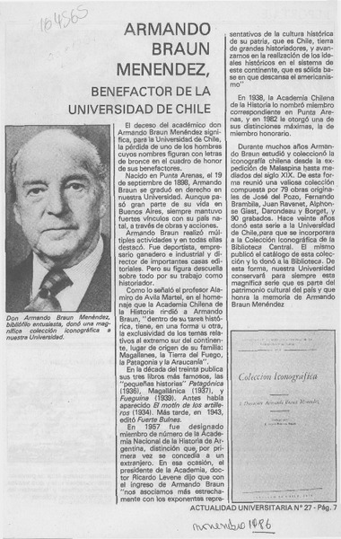 Armando Braun Menéndez, benefactor de la Universidad de Chile