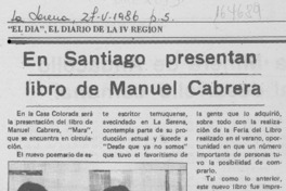 En Santiago presentan libro de Manuel Cabrera