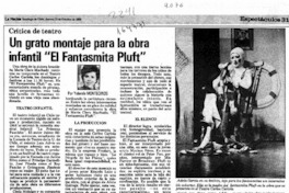 Un grato montaje para la obra infantil "El fantasmita Pluft"  [artículo] Yolanda Montecinos.