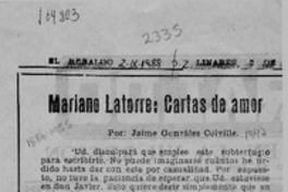 Mariano Latorre, cartas de amor  [artículo] Jaime González Colville.