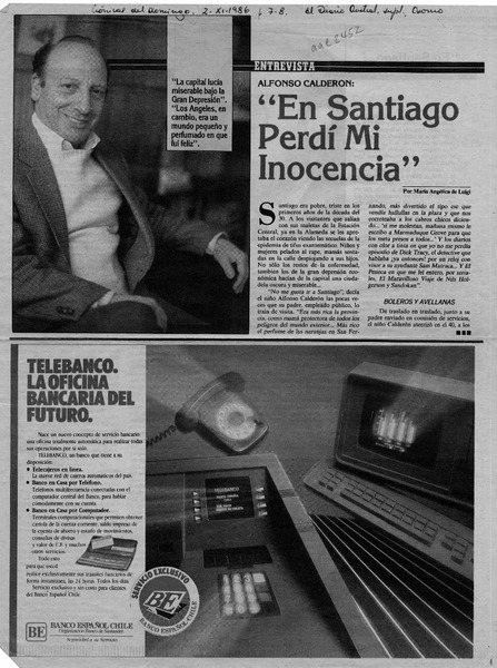 Alfonso Calderón, "En Santiago perdí mi inocencia"  [artículo] María Angélica de Luigi.
