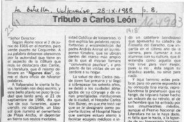 Tributo a Carlos León  [artículo] Hugo E. Marzi Rivera.