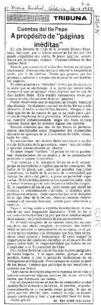 A Propósito de "páginas inéditas"  [artículo] El tío José Salinas.