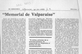 "Memorial de Valparaíso"  [artículo] Gastón Gauché.