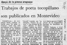 Trabajos de poeta tocopillano son publicados en Montevideo  [artículo].