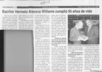 Escritor Hermelo Arabena Williams cumplió 95 años de vida  [artículo] Luis Ponce L.