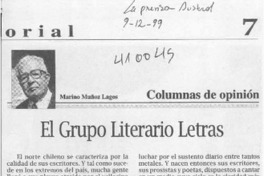 El grupo literario Letras  [artículo] Marino Muñoz Lagos