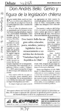 Don Andrés Bello, genio y figura de la legislación chilena  [artículo]