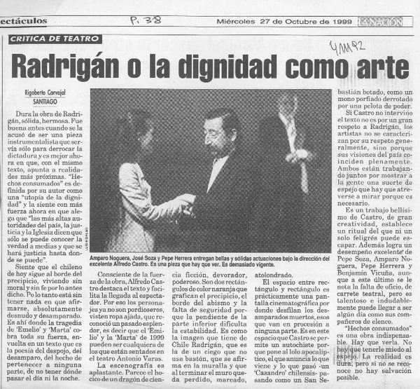 Radrigán o la dignidad como arte  [artículo] Rigoberto Carvajal