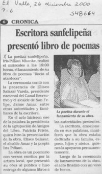 Escritora sanfelipeña presentó libro de poemas  [artículo]