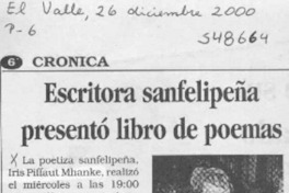 Escritora sanfelipeña presentó libro de poemas  [artículo]
