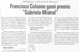 Francisco Coloane ganó premio "Gabriela Mistral"