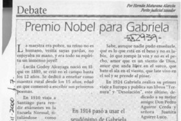 Premio Nobel para Gabriela  [artículo] Hernán Maturana Alarcón