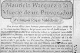 Mauricio Wacquez, la muerte de un provocador  [artículo] Wellington Rojas Valdebenito