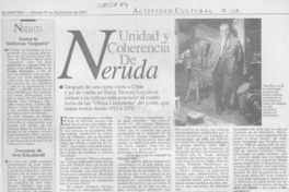 Unidad y coherencia de Neruda  [artículo] Carolina Andonie Dracos