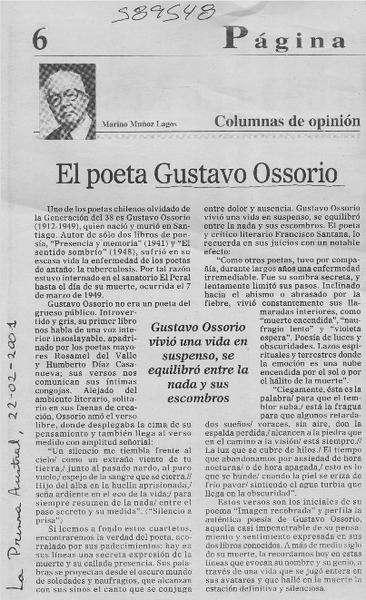 El poeta Gustavo Ossorio  [artículo] Marino Muñoz Lagos