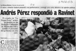 Andrés Pérez respondió a Ravinet  [artículo] Marietta Santí