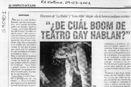 "¿De cuál boom de teatro gay hablan?"  [artículo]