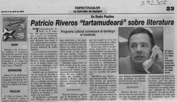 Patricio Riveros "tartamudea" sobre literatura  [artículo]