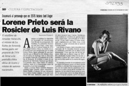 Lorene Prieto será la Rosicler de Luis Rivano  [artículo] Leopoldo Pulgar I.