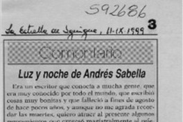 Luz y noche de Andrés Sabella  [artículo] Sergio Muñoz Morales