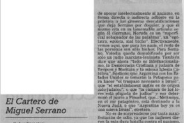 El cartero de Miguel Serrano  [artículo] Sergio I. Melnick
