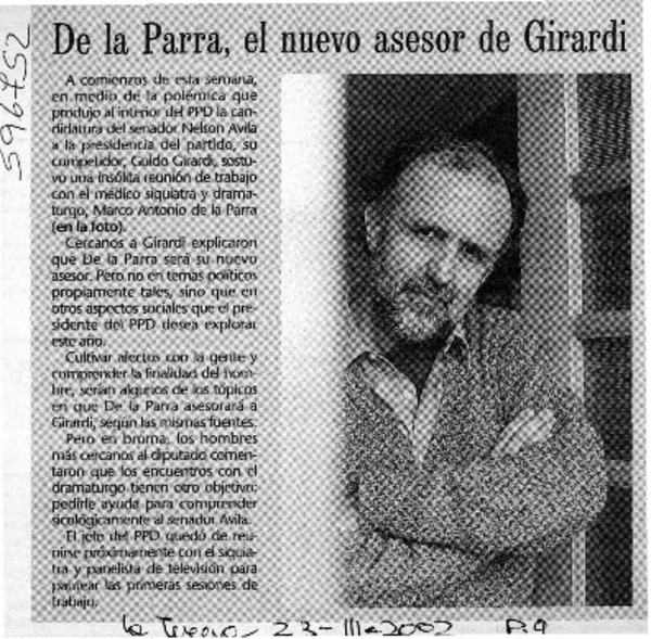 De la Parra, el nuevo asesor de Girardi  [artículo]