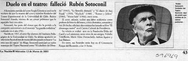 Duelo en el teatro, falleció Rubén Sotoconil  [artículo]