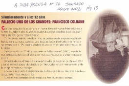 Falleció uno de los grandes: Francisco Coloane