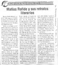 Matías Rafide y sus retratos literarios